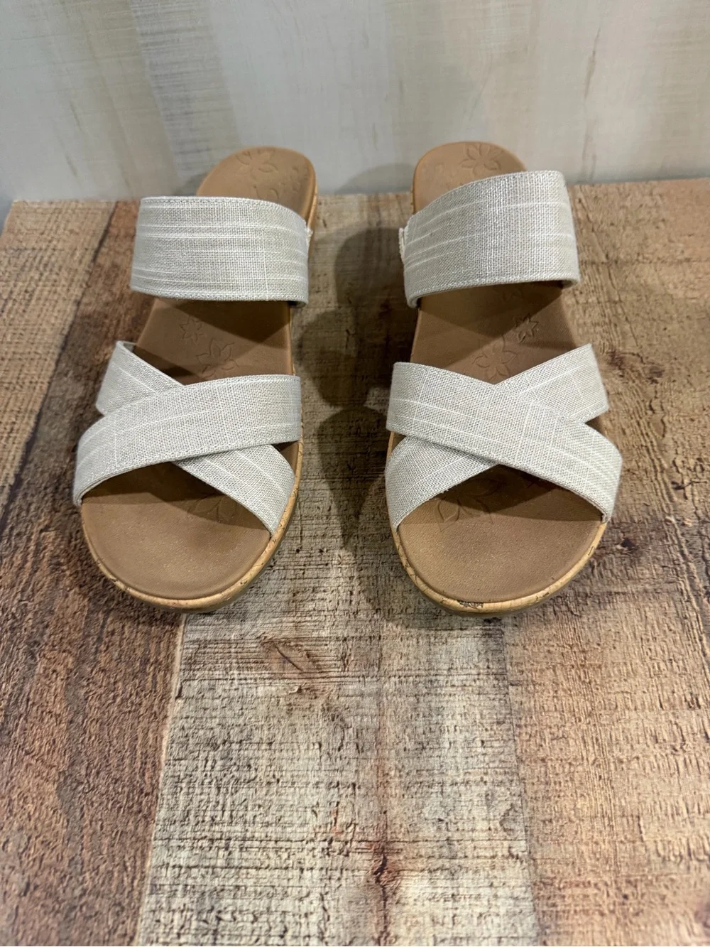 Skechers Wedge Sandals in Light Beige - Comfortable Summer Slip-On Size 10